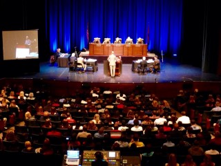 The Supreme Court heard oral arguments at the Niswonger Performing Arts Center. 