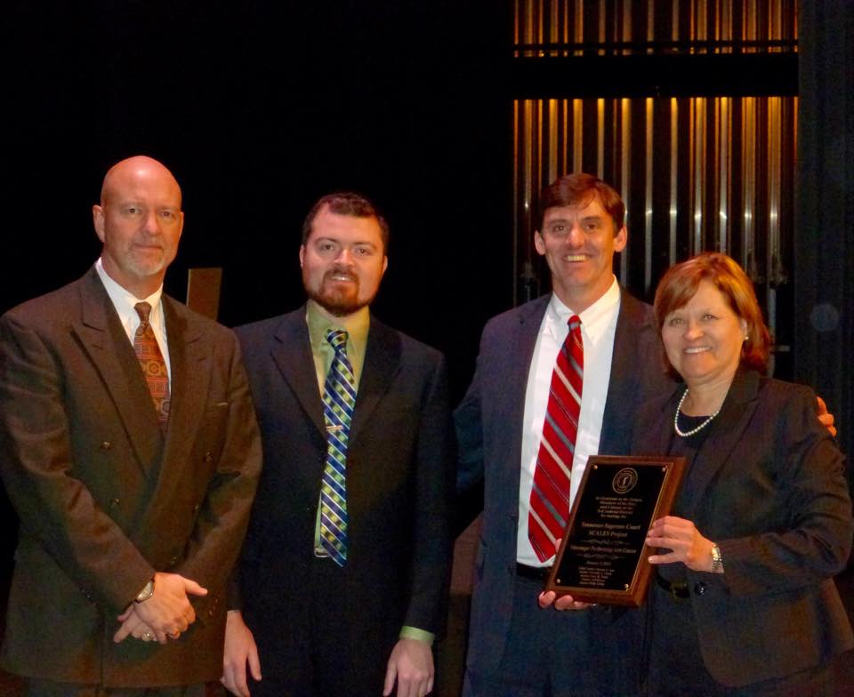 3rd Judicial District Judges Thomas Wright, Alex Pearson and Chancellor Douglas Jenkins with Chief Justice Sharon Lee