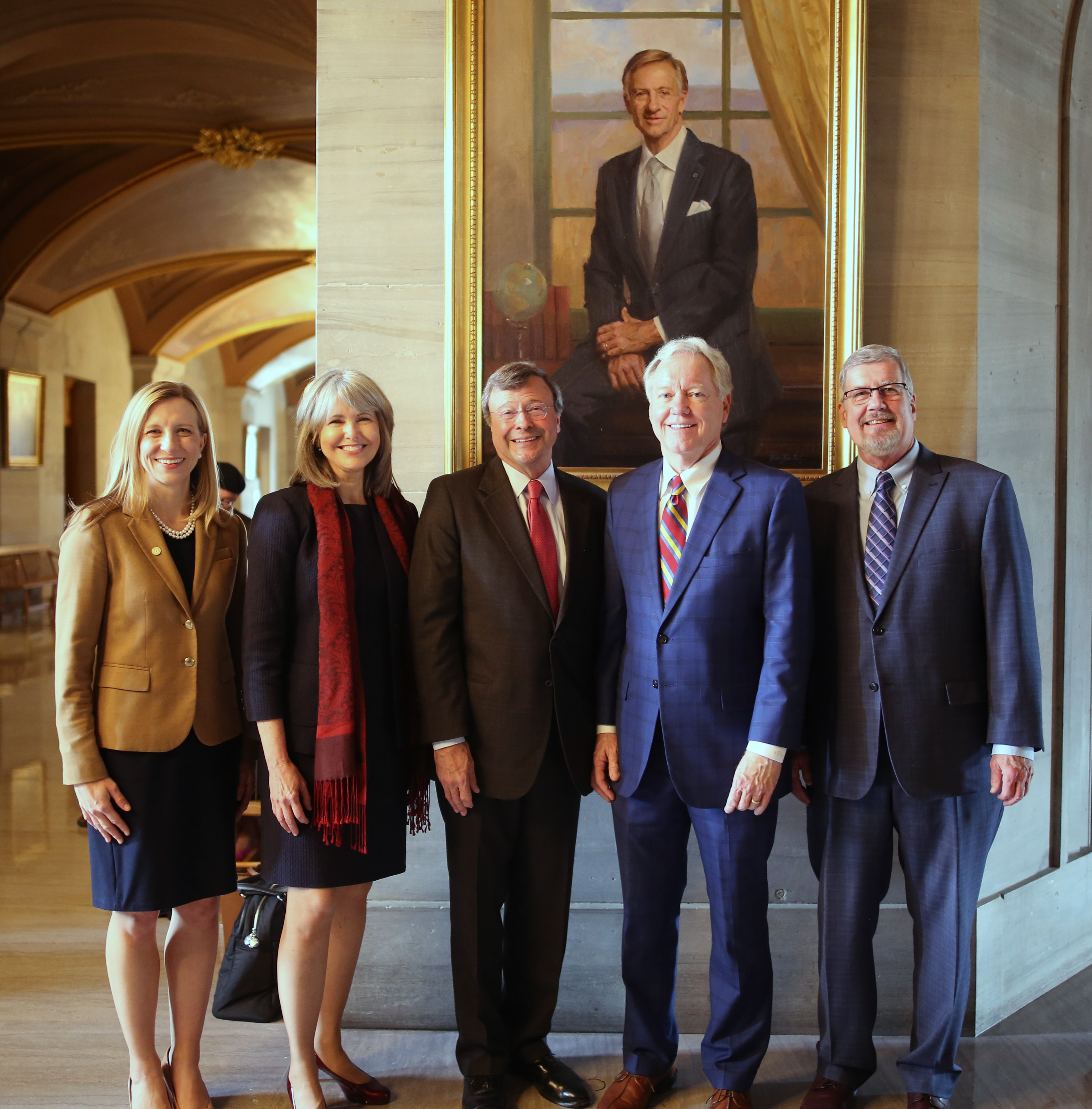 Justice Sarah K. Campbell, Justice Holly Kirby, Justice-designate Dwight E. Tarwater, Chief Justice Roger A. Page, Justice Jeffrey S. Bivins