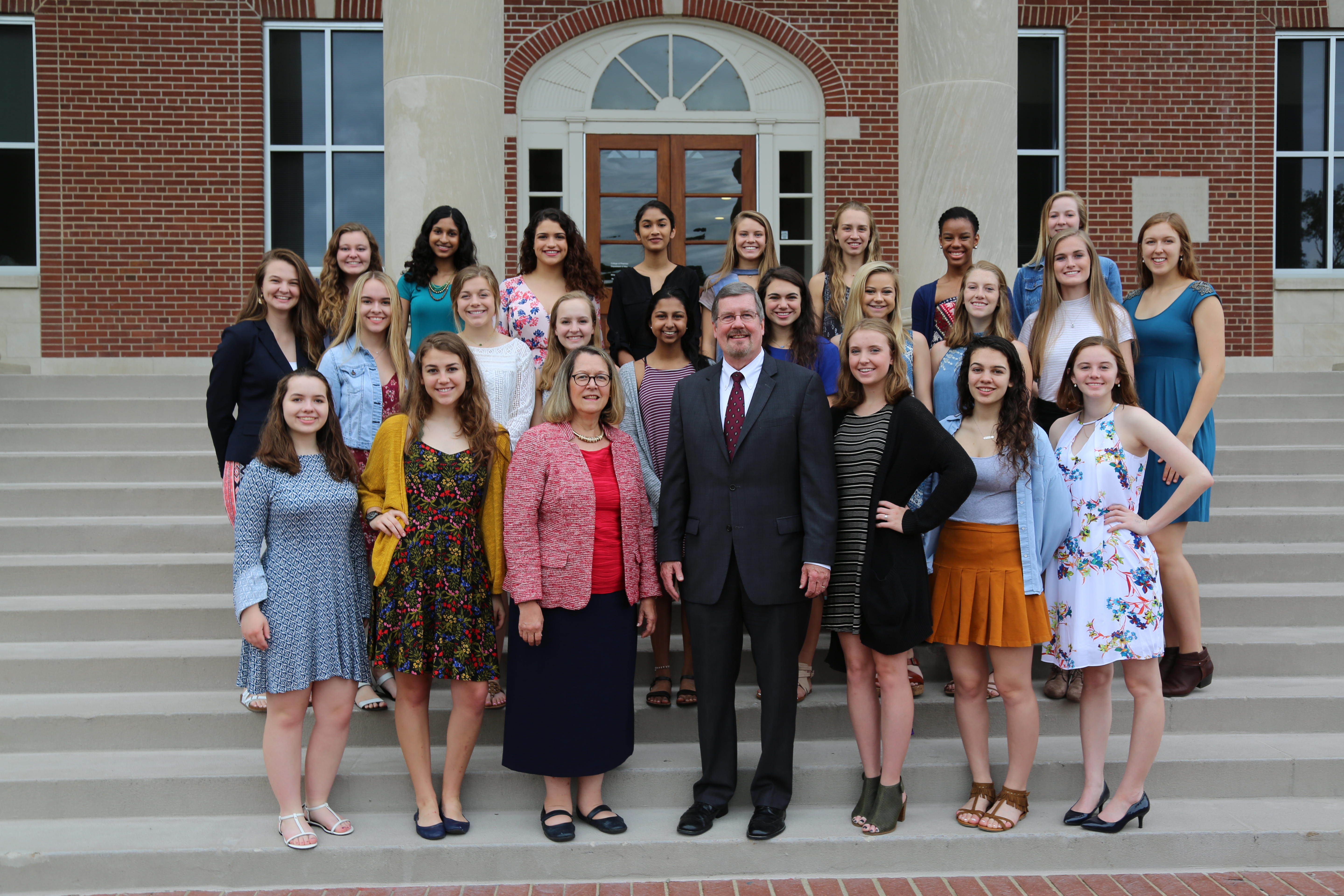 Justices Connie Clark and Chief Justice Jeff Bivins, along with Girls State participants