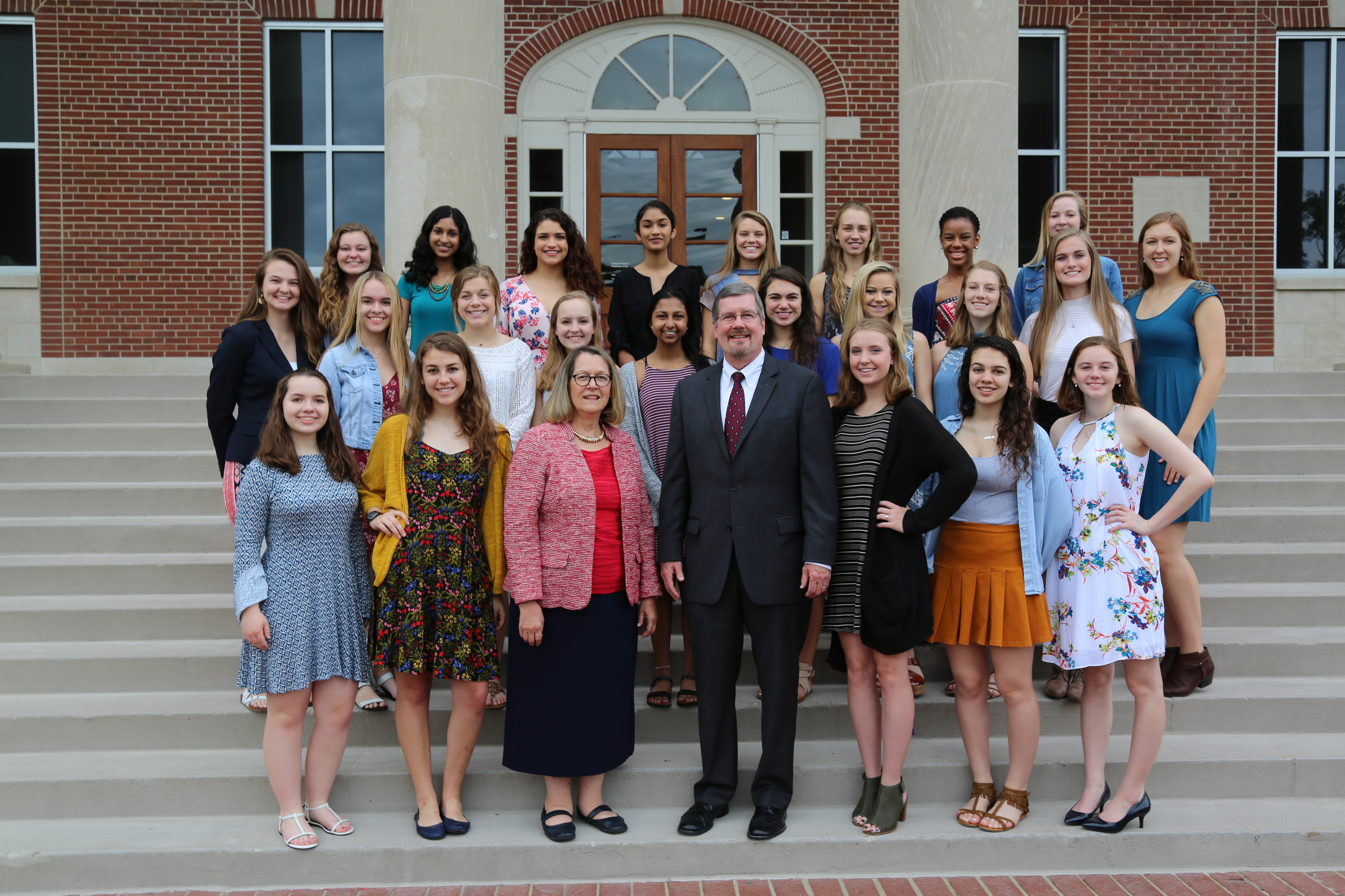 Justices Connie Clark and Chief Justice Jeff Bivins, along with Girls State participants