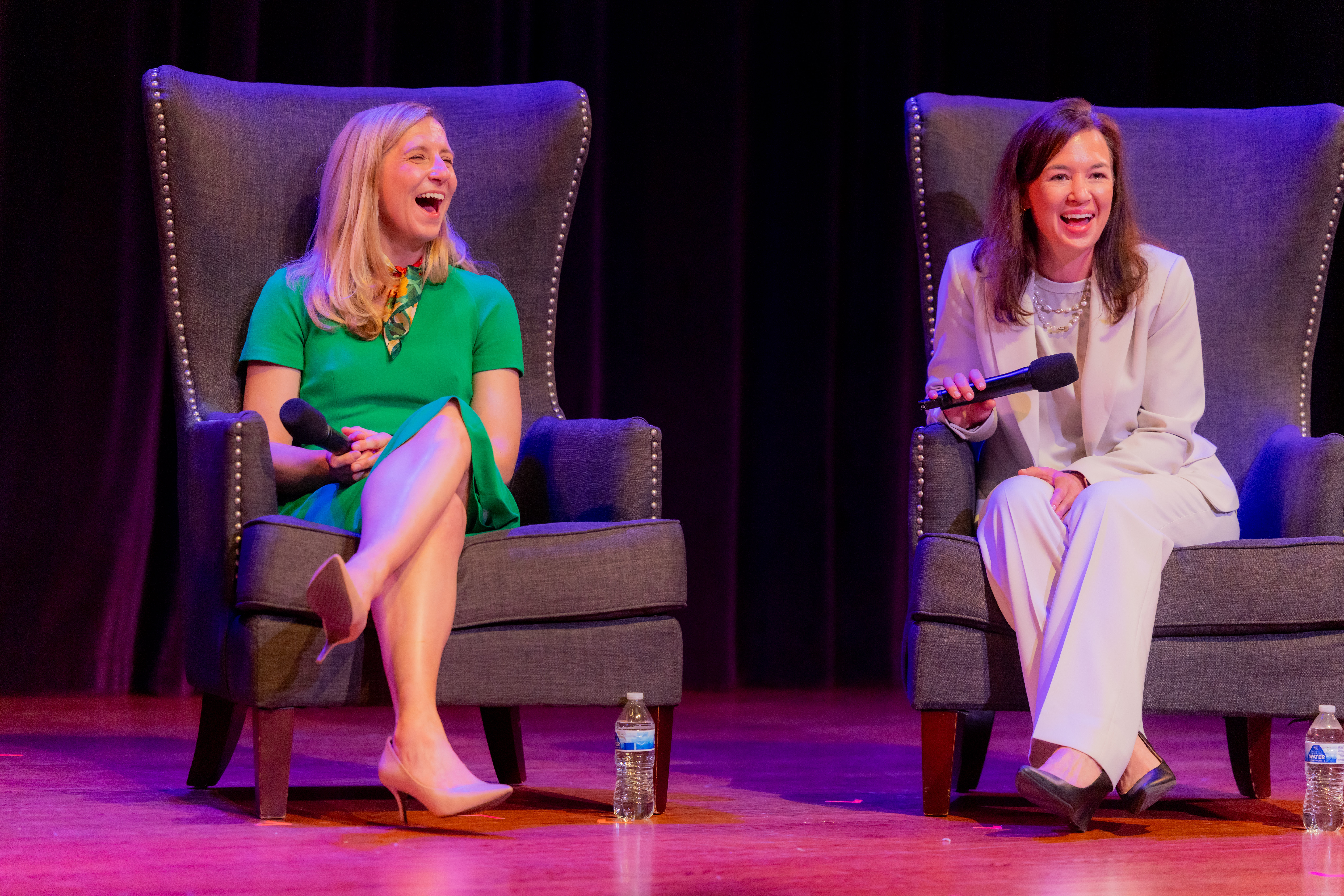 Justice Sarah K. Campbell and Justice Mary L. Wagner entertain questions at Girls State.