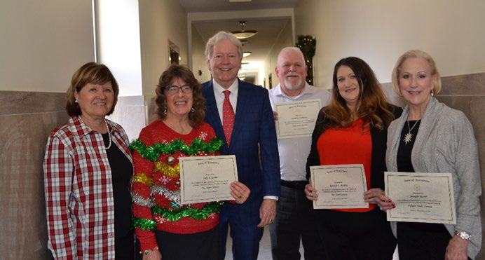 Justice Lee, Sally Goade, Chief Justice Page, Daniel Parkhurst, Rebekah Bradley, and Jennifer Rosser 