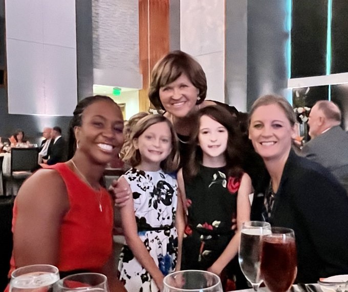 Tamika Catchings, Retired WNBA & Former Lady Vol; Justice Lee and her granddaughters; and Coach Kellie Harper, Lady Vols Basketball Head Coach