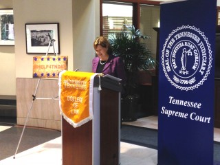 (Photo Credit: Legal Aid of East TN) TN Supreme Court Justice Sharon Lee speaking at UT Law School in Knoxville