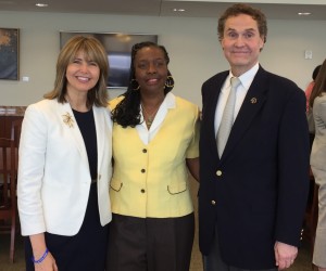 TN Supreme Court Jusitce Holly Kirby, in Memphis, with client Angela Stewart-Woods and Attorney David Cook
