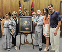Judge Stafford and his family at the portrait unveiling Monday, June 30.
