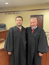 New Judge Zach Walden with retiring Judge Shayne Sexton (8th Judicial District)